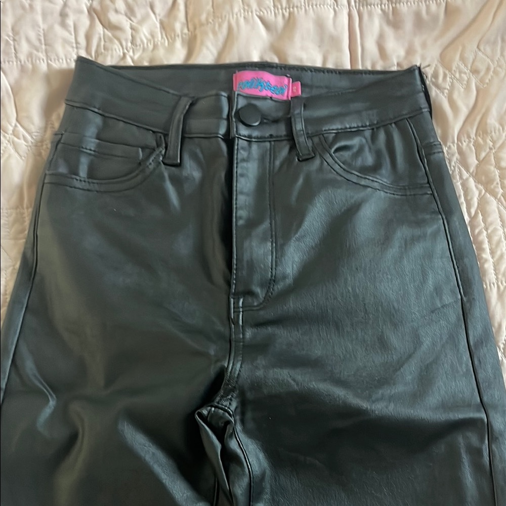 Edikted Black High-Waisted Leather Pants